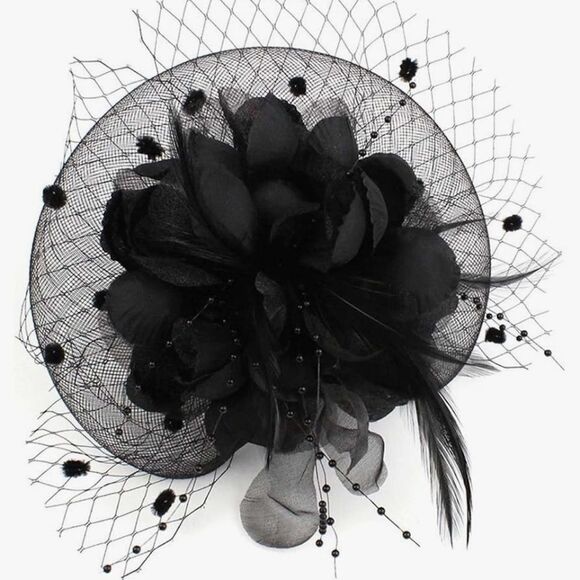 Fascinator Hat , pill box Tea Party Feather Headband, Cocktail Hat Weddings - Picture 2 of 9